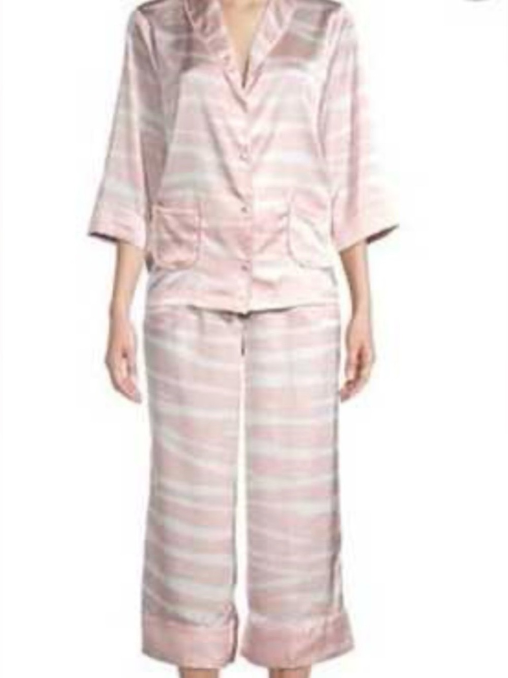 Kate Spade Satin Pink Stripe Pajama Set